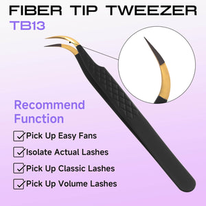 COMELYLASH black gold TB13-C-Curved fiber tip lash extension tweezers