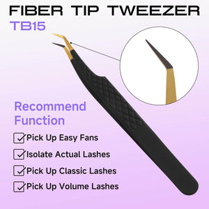 COMELYLASH black gold TB15-45 Degree fiber tip lash extension tweezers