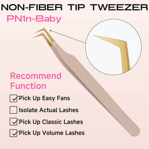 COMELYLASH nude Baby non-fiber tip lash extension tweezers