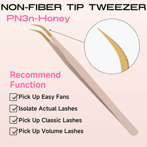 COMELYLASH nude Honey non-fiber tip lash extension tweezers