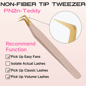 COMELYLASH nude Teddy non-fiber tip lash extension tweezers
