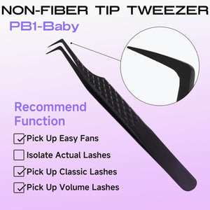 PB1-Baby titanium black lash extension tweezers with normal tip