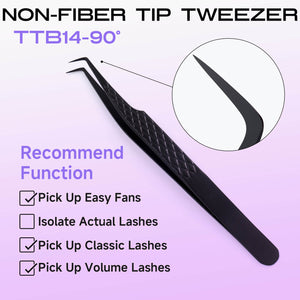 TTB14-90 degree titanium black lash extension tweezers with normal tip