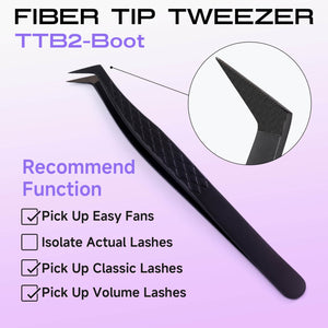 TTB2-Boot titanium black lash extension tweezers with fiber tip
