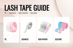 PE, Japanese, non-woven and silicone lash tape comparison guide