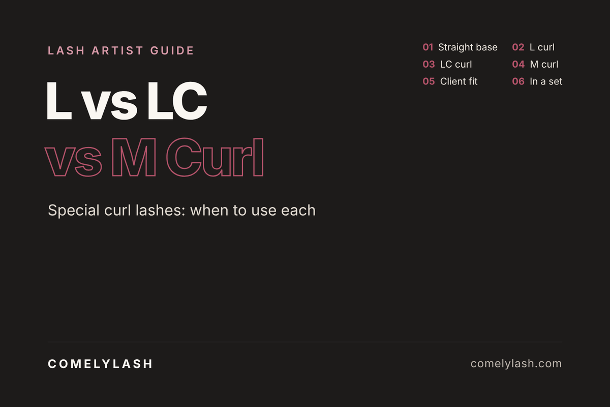 L curl vs LC vs M curl lashes guide for lash artists from COMELYLASH