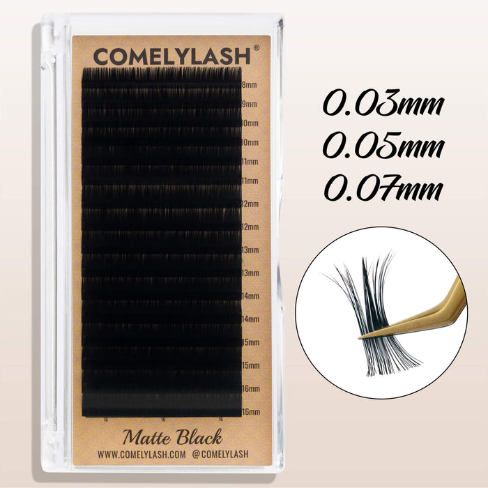 0.03/0.05/0.07 Matte Black Volume Lash Extension Tray 16 Rows J/B/C/CC/D