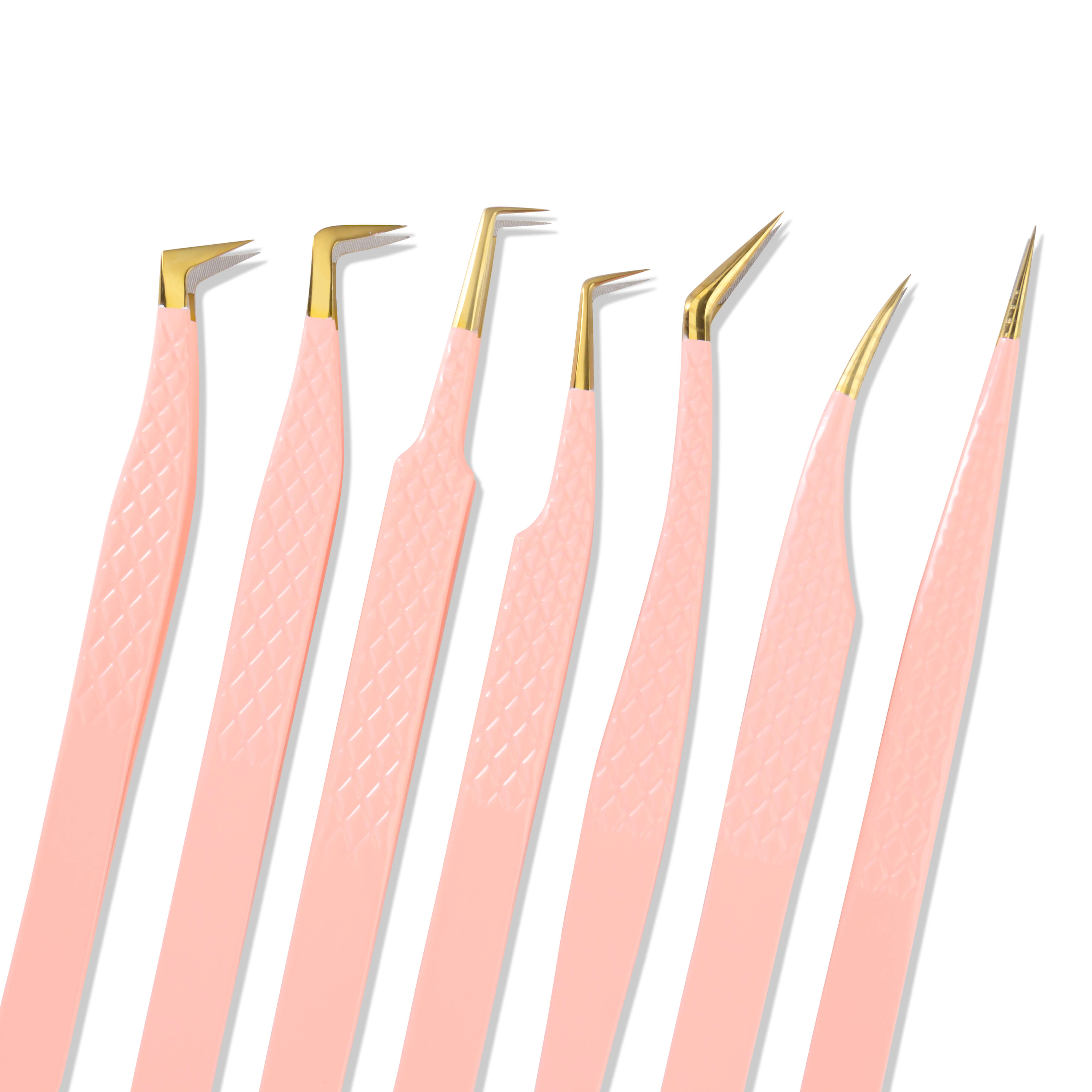 Pink Fiber Tip Lash Extension Tweezers