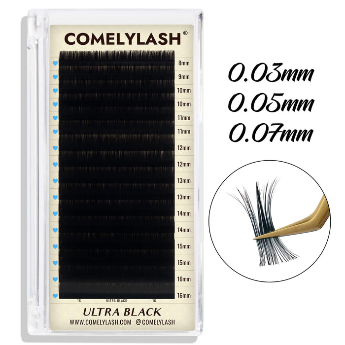 0.03/0.05/0.07 Ultra Black Volume Lash Extension Tray 16 Rows