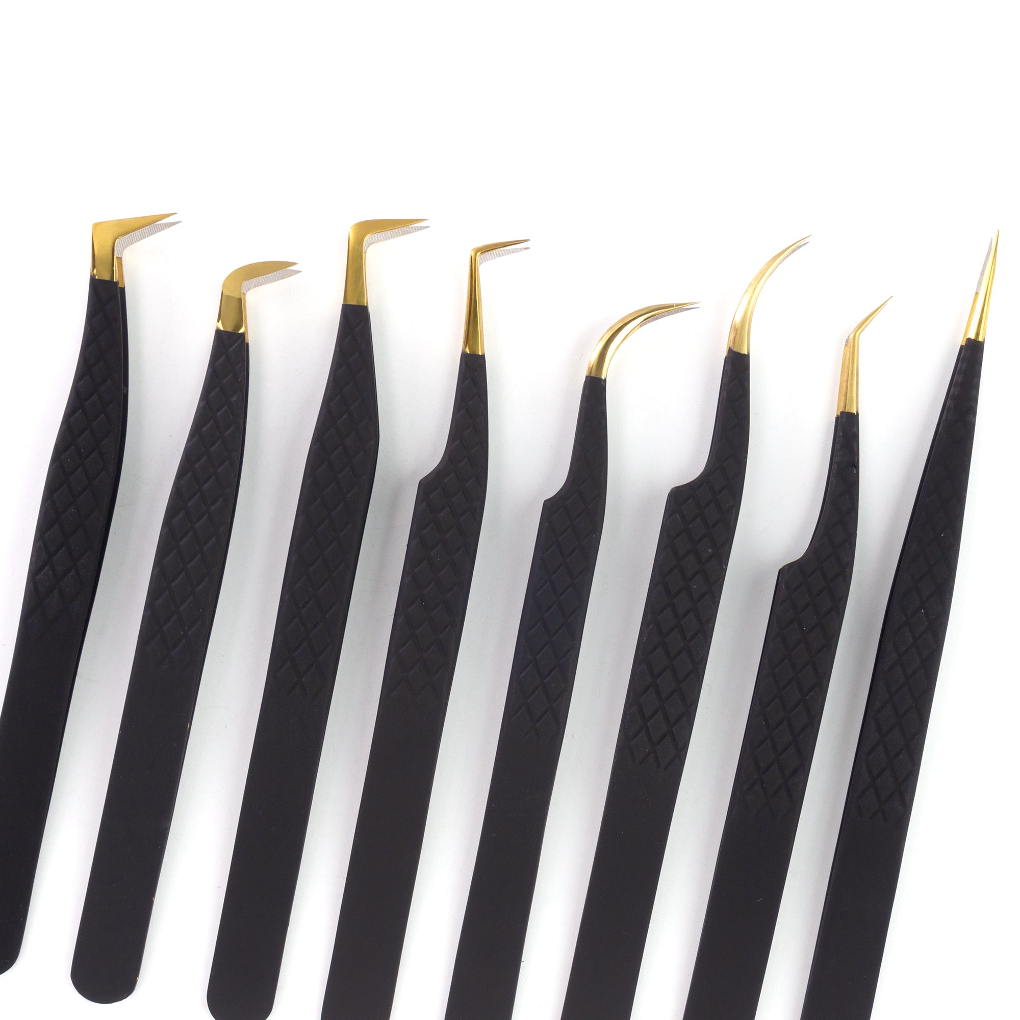 Black fiber tip lash extension tweezers