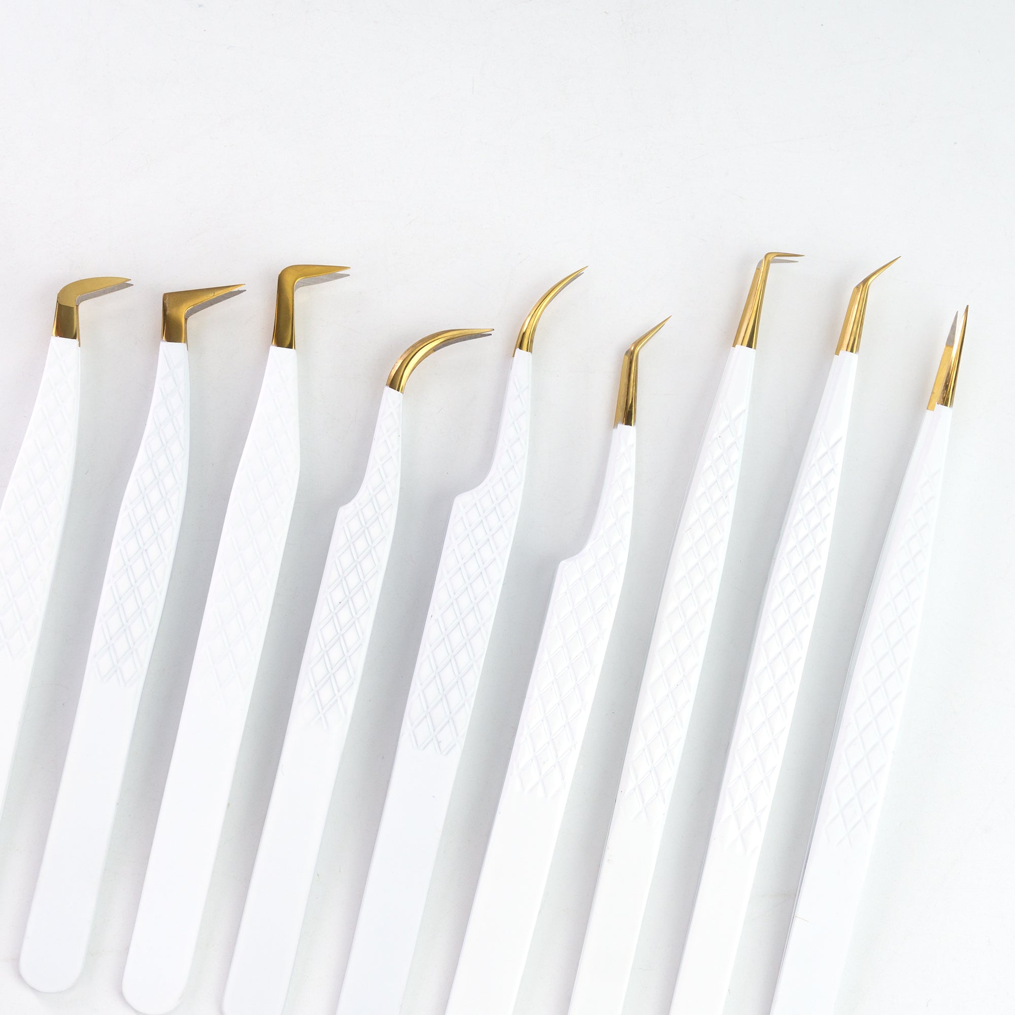White fiber tip lash extension tweezers