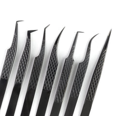 Titanium Black Lash Extension Tweezers Fiber Tip + Non-Fiber