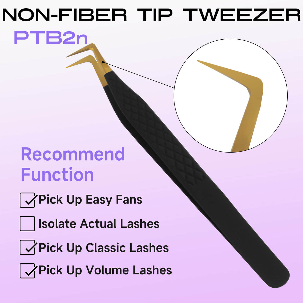 COMELYLASH black gold PBG2 normal tip lash extension tweezers