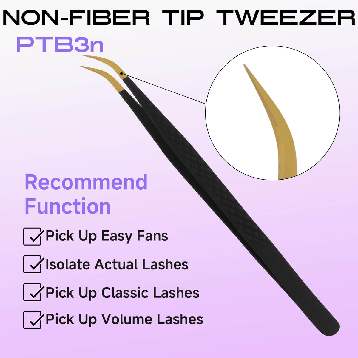 COMELYLASH black gold PBG3 normal tip lash extension tweezers