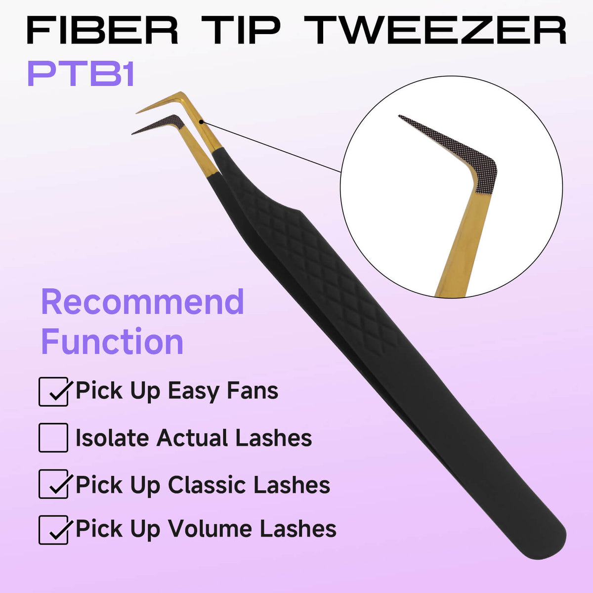 COMELYLASH black gold PTB1-Volume fiber tip lash extension tweezers