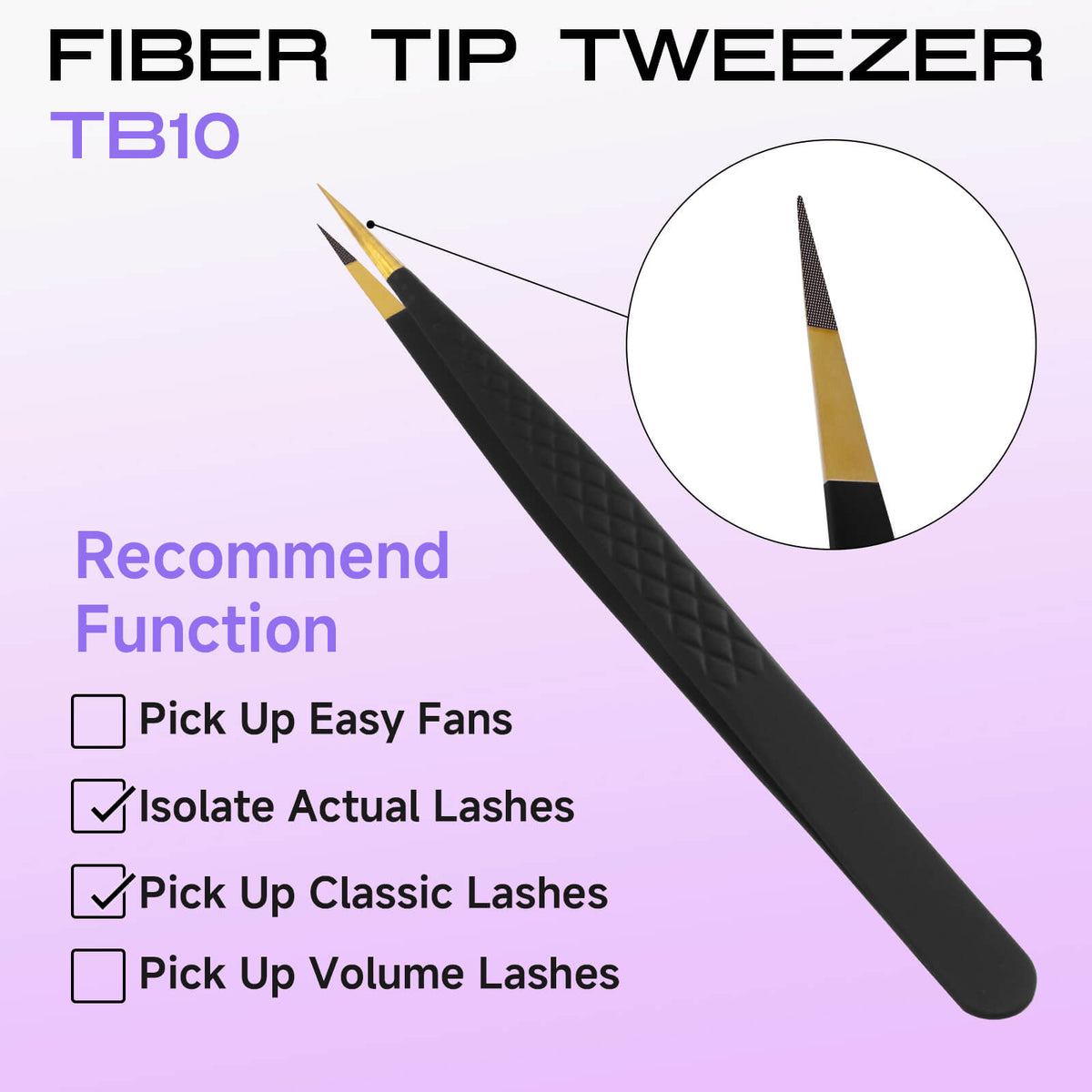 COMELYLASH black gold TB10-Straight fiber tip lash extension tweezers