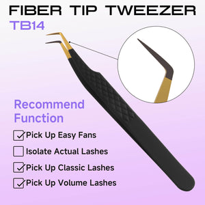 COMELYLASH black gold TB14-90 Degree fiber tip lash extension tweezers