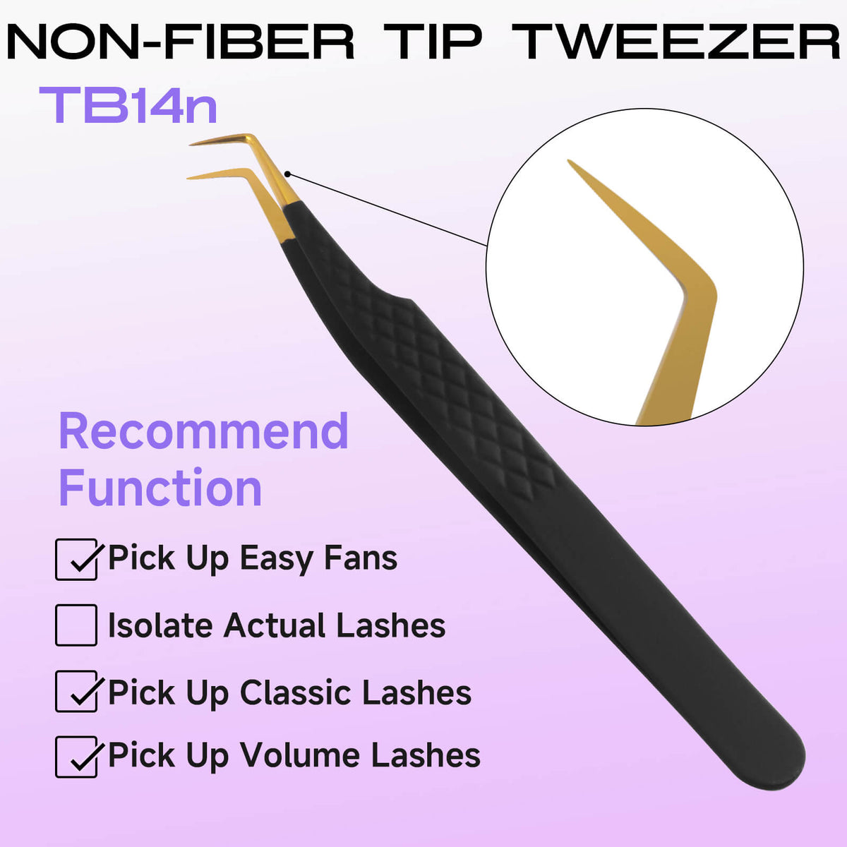 COMELYLASH black gold TB14 normal tip lash extension tweezers