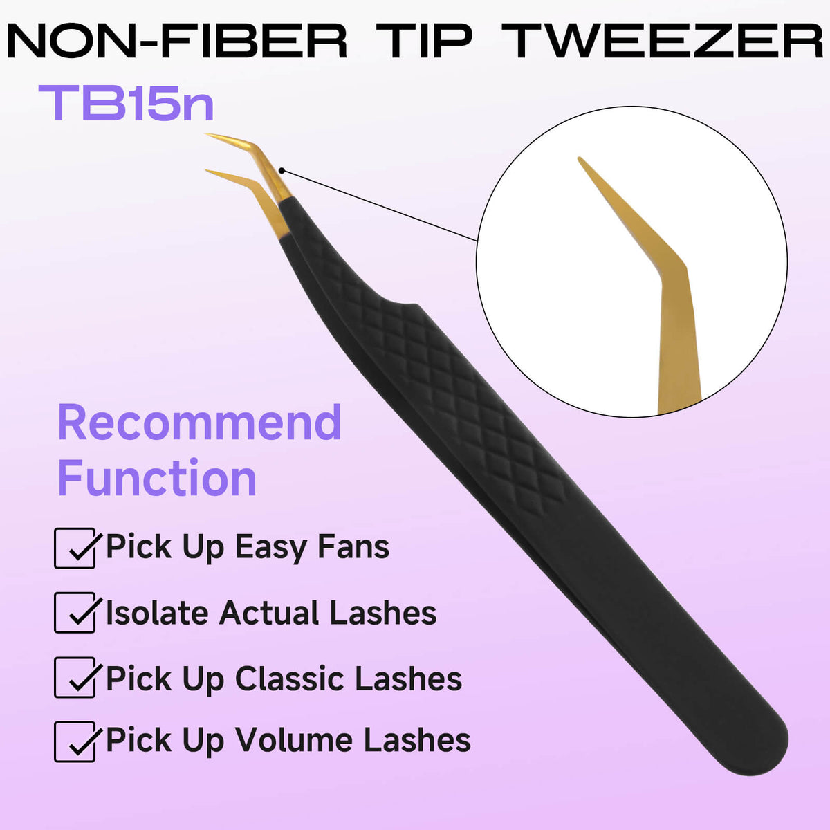 COMELYLASH black gold TB15 normal tip lash extension tweezers