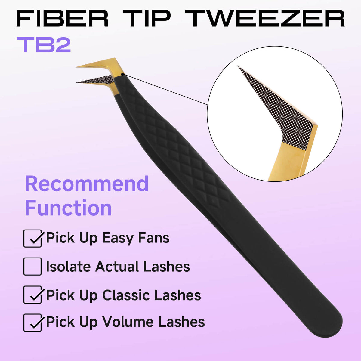COMELYLASH black gold TB2-Boot fiber tip lash extension tweezers