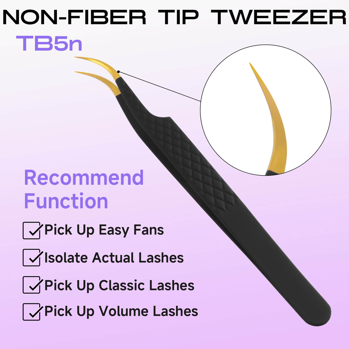 COMELYLASH black gold TB5-Curved normal tip lash extension tweezers