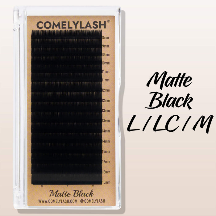 Matte Black L, LC and M Curl Lash Extensions