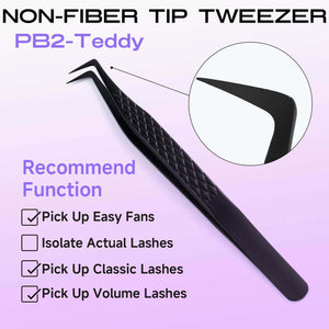 PB2-Teddy titanium black lash extension tweezers with normal tip