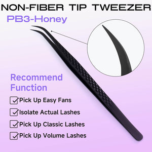 PB3-Honey titanium black lash extension tweezers with normal tip