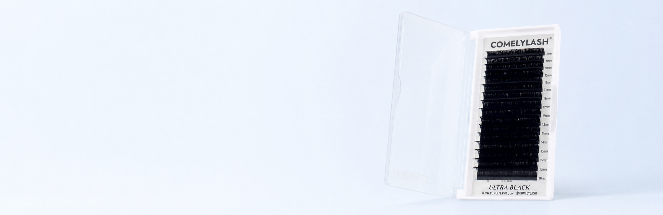 COMELYLASH Ultra Black lash tray launch banner desktop