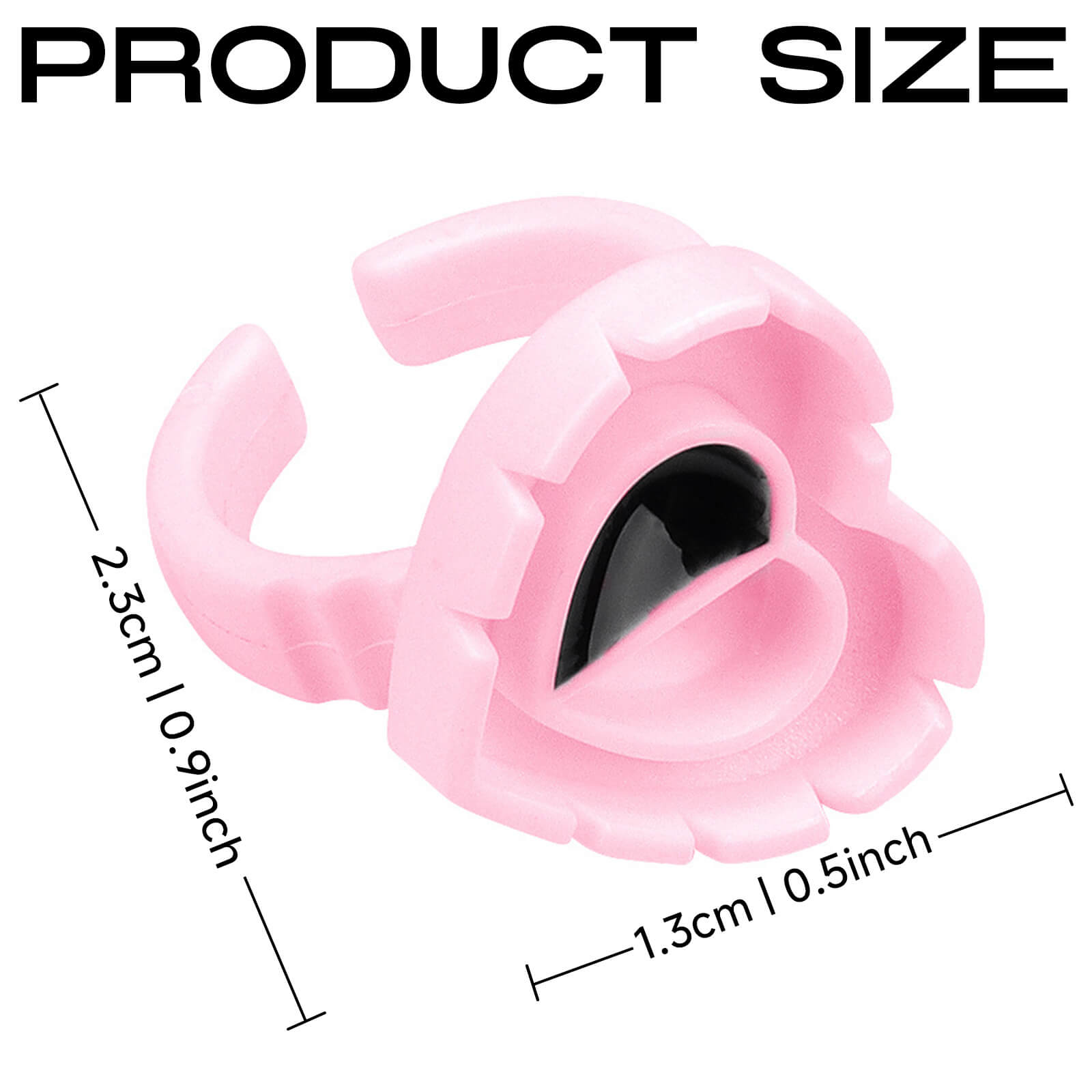 Pink disposable lash glue ring with product dimensions