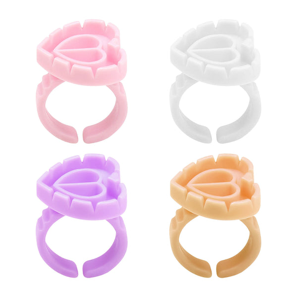Disposable lash glue rings in pink, white, purple and brown