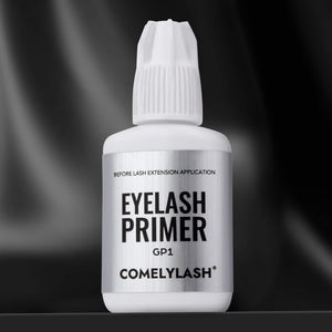 GP1 Eyelash Primer 10g bottle on a dark background with a before-application label