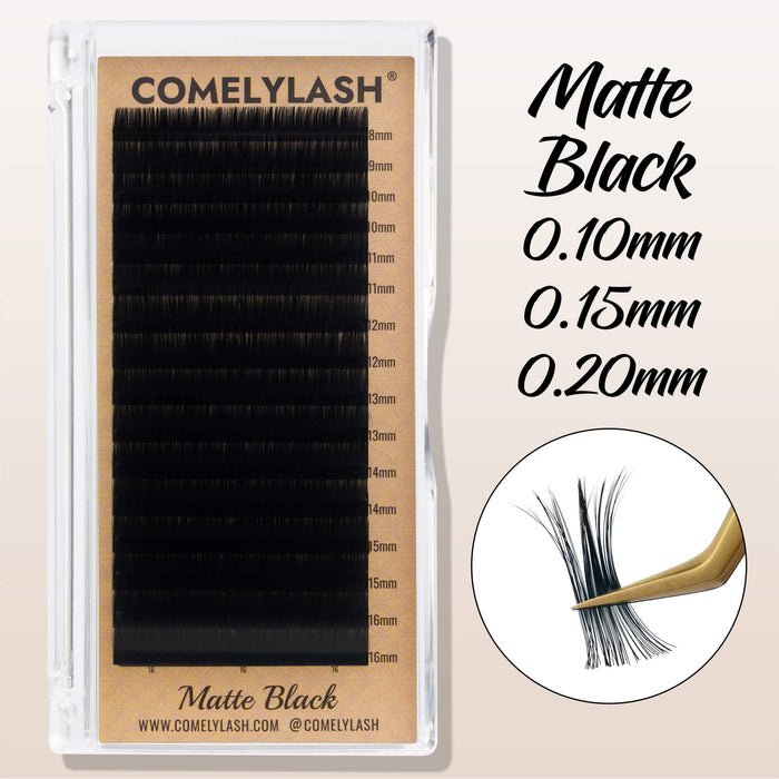 Matte Black Lash Extensions 0.10mm 0.15mm and 0.20mm