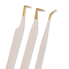 Nude Titanium Gold Fiber Tip Lash Extension Tweezers
