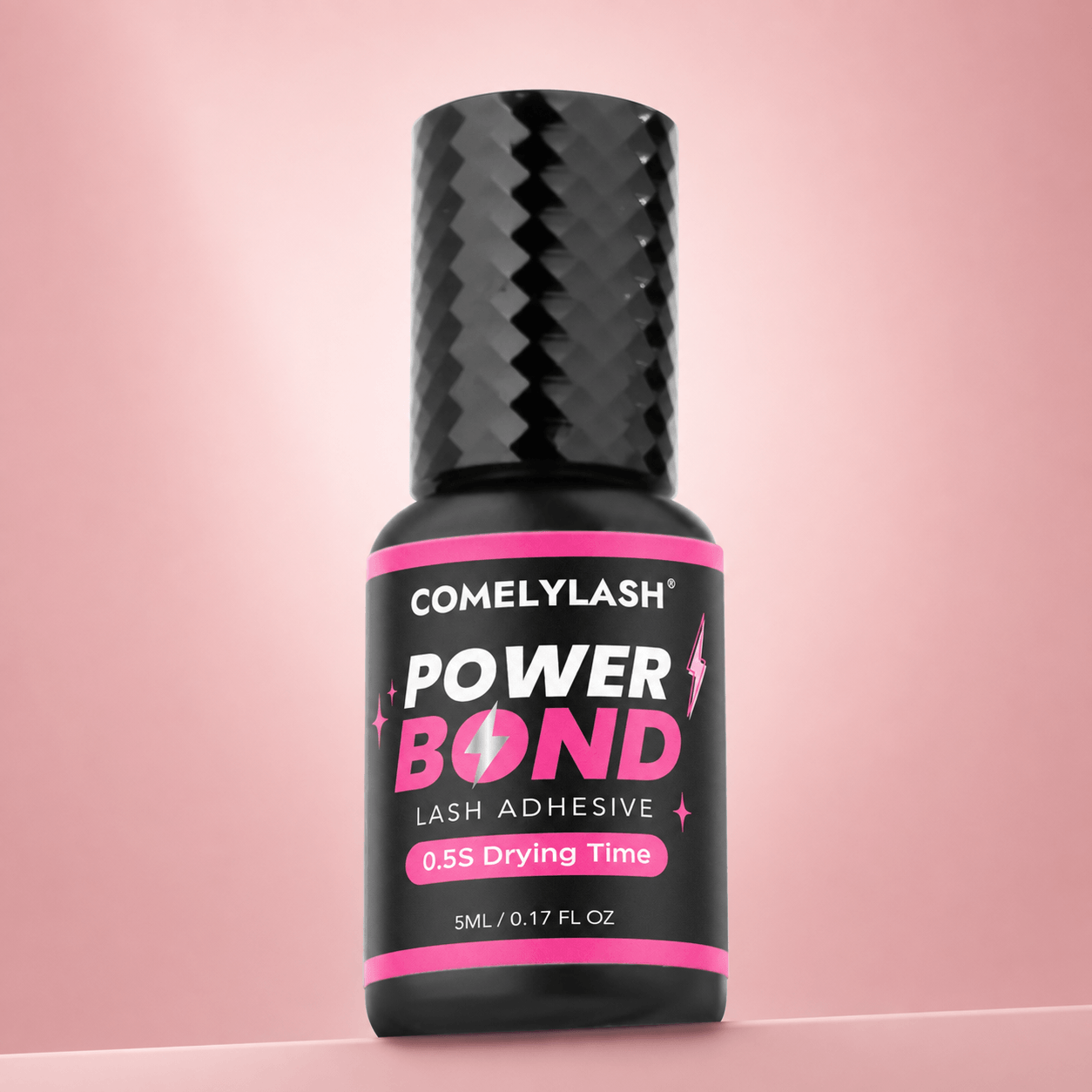 Power Bond 0.5-second lash adhesive, 5 ml bottle with black cap