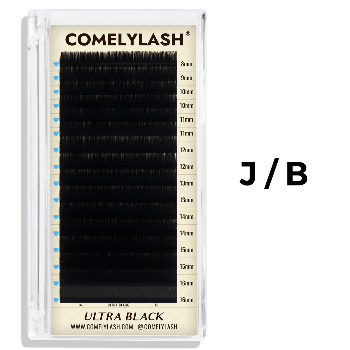 Ultra Black lash extension tray available in J and B curls