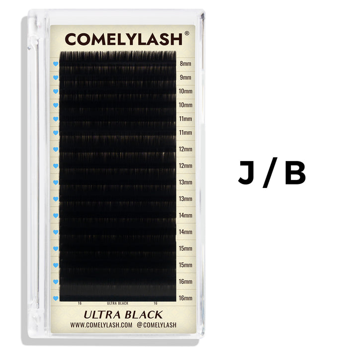 Ultra Black lash extension tray available in J and B curls