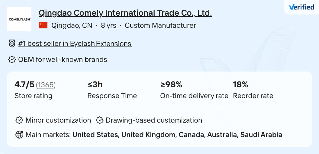 COMELYLASH verified manufacturer profile and supplier performance summary