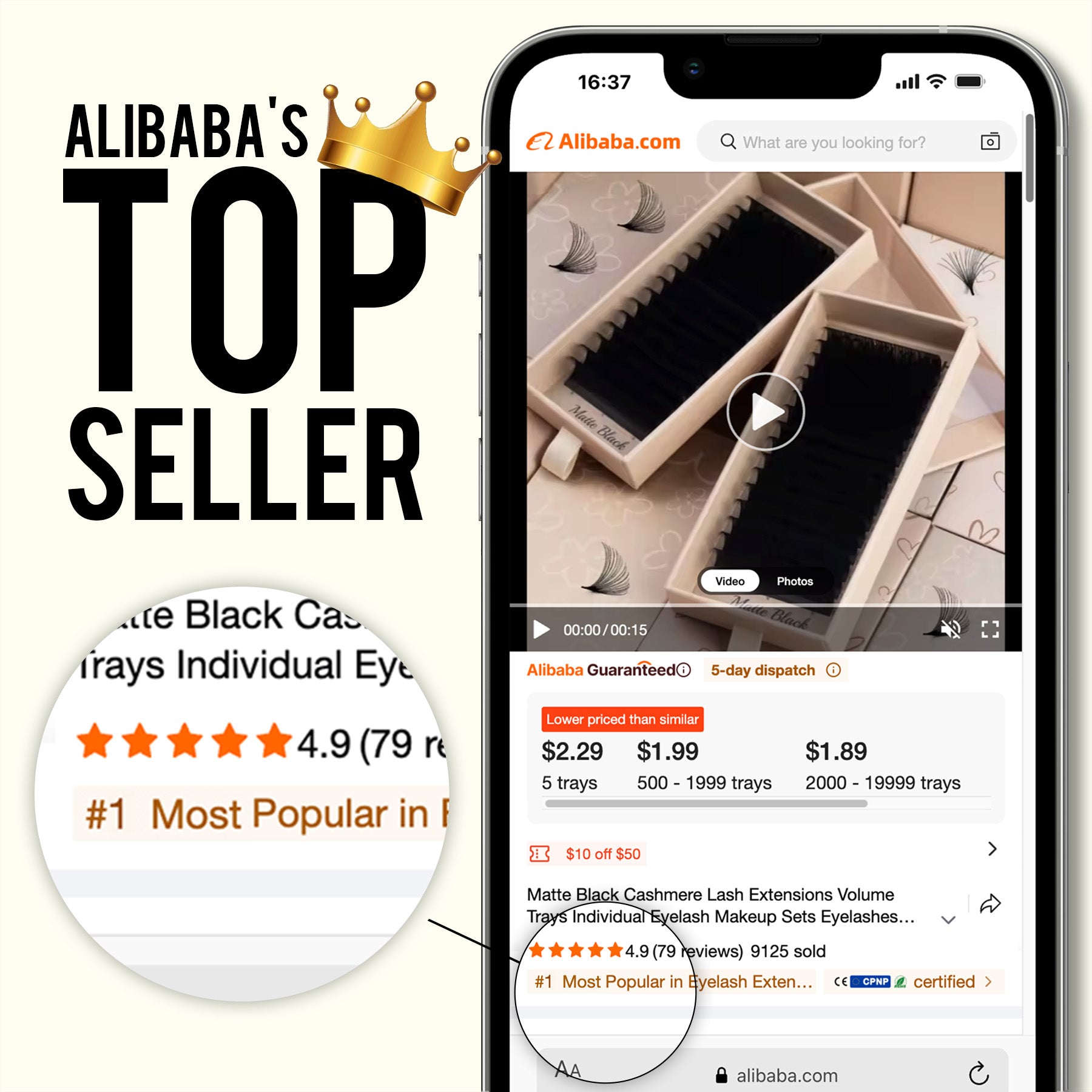 Alibaba category recognition for COMELYLASH matte black lash trays
